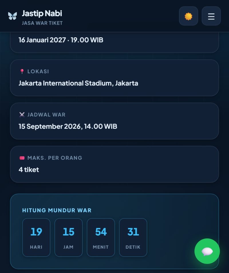 Langkah 2: Cek detail & jadwal war